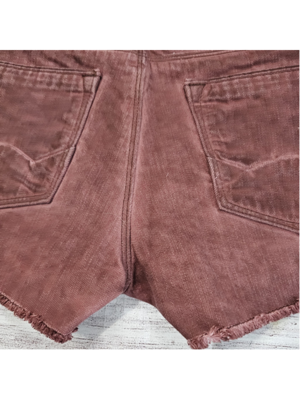 NWT Cult of Individuality maroon/burgundy shorts, frayed edge, sz 28 - Picture 8 of 9